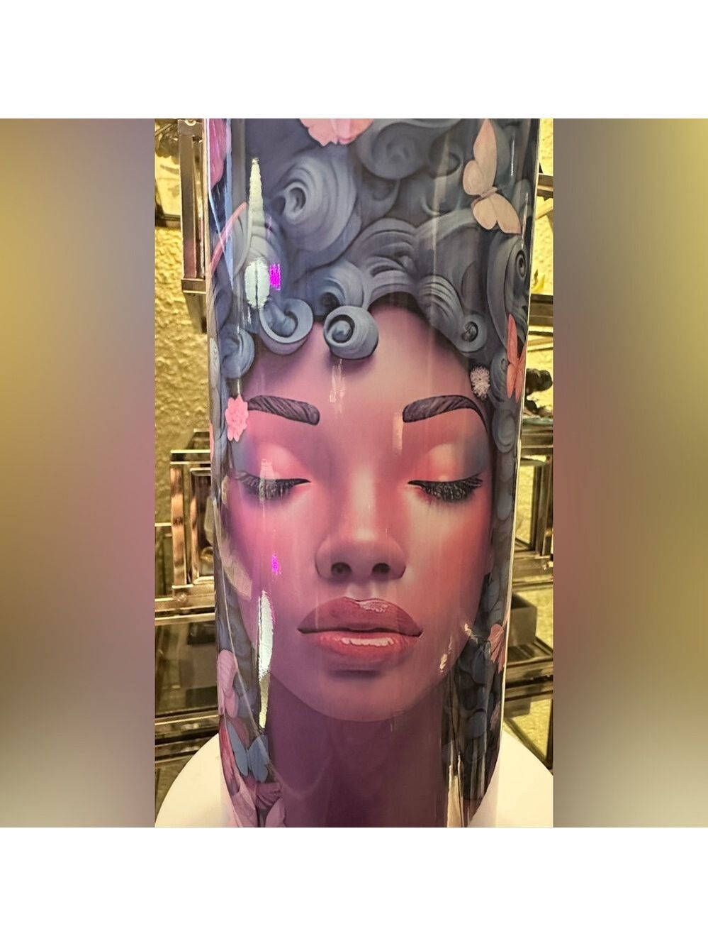Custom HOGG 20oz Tumbler Black Woman Art Butterfly Tumbler